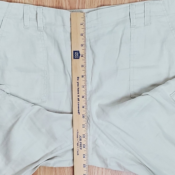 Chicos size 3 Xl linen blend straight crop cargo pants khaki stretch summer boho - Picture 6 of 9